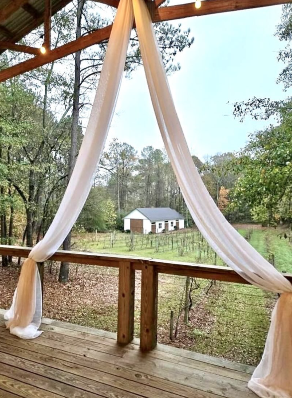 Drapes for ceremony at Koury Farms